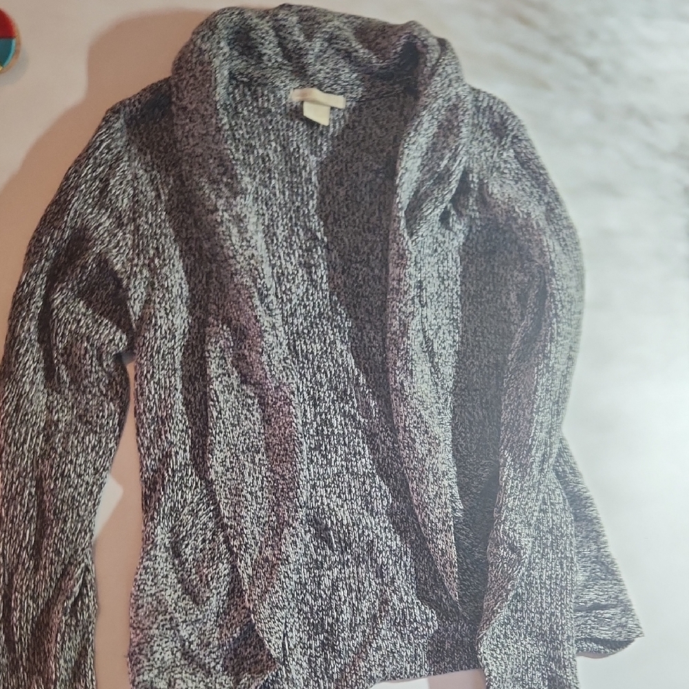 H&M Black and White Open-Front Cardigan